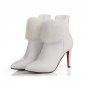 Pointed toe thin heels shoes ankle boots for women fashion elegant party boots zip solid mink fur sp