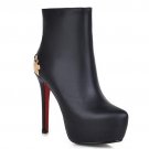 Fashion autumn stiletto high heels  shoes round toe platform ankle boots high quality PU soft leathe