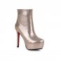 Fashion autumn stiletto high heels shoes round toe platform ankle boots high quality PU soft leathe
