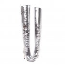 fashion new arrive women boots sexy super high thin heel over the knee boots pointed toe zipper silv