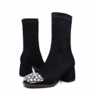 New fashion cow leather women boots autumn ankle boots round toe sexy rhinestone lady shoes autumn s