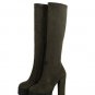 Over the knee boots for women genuine leather boots woman platform shoes solid zip stretch boots big