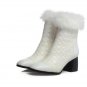 Genuine leather boots for women autumn early winter ankle boots high heels shoes black zip large siz