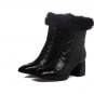 Genuine leather boots for women autumn early winter ankle boots high heels shoes black zip large siz