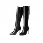 Thin heels shoes fashion elegant womens boots genuine leather + microfiber knee high boots party zip