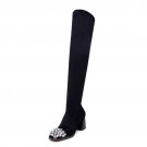 New arrive suede leather thigh high boots for women autumn stretch over the knee boots black fashion