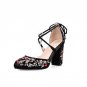 wind kid suede high heels shoes woman sandals lace-up party wedding shoes embroidery big size 34-42 