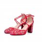 wind kid suede high heels shoes woman sandals lace-up party wedding shoes embroidery big size 34-42 