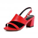 Large size 34-43 high heels shoes sandals women genuine leather summer shoes party solid buckle sexy