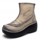 Genuine Leather Women Boots 2017 Spring Autumn Fashion Sewing 6cm Thick Sole Boots with Platform Wom
