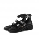 Spring autumn med heels shoes genuine leather fashion punk women pumps party shoes shallow zipper mi