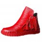 Genuine Leather Tassel Handmade Short Boots Woman 2017 Winter Plush Fur Warm Female Winter Ankle Boo