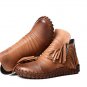 Genuine Leather Tassel Handmade Short Boots Woman 2017 Winter Plush Fur Warm Female Winter Ankle Boo