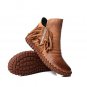 Genuine Leather Tassel Handmade Short Boots Woman 2017 Winter Plush Fur Warm Female Winter Ankle Boo