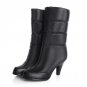 Winter Genuine Real Leather Casual Snow Boots Waterproof Women Plush Half Boots High Heel Boots Fash