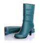 Winter Genuine Real Leather Casual Snow Boots Waterproof Women Plush Half Boots High Heel Boots Fash