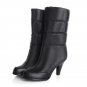 Winter Genuine Real Leather Casual Snow Boots Waterproof Women Plush Half Boots High Heel Boots Fash