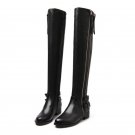 Women Genuine Real Leather Knee Boots Winter Boots Sexy High Heel Round Toe Zipper Fashion Buckle Wo