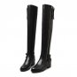 Women Genuine Real Leather Knee Boots Winter Boots Sexy High Heel Round Toe Zipper Fashion Buckle Wo