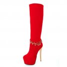 Free Shipping knee-high half high heel boots women snow fashion winter warm boot footwear shoes P102