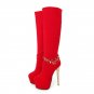 Free Shipping knee-high half high heel boots women snow fashion winter warm boot footwear shoes P102