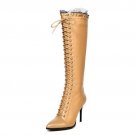 size 33-43 women real genuine leather pointed toe high heel over knee boots winter warm long boot  f