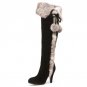 women real leather high heel over knee boots cotton snow long boot warm winter botas mujer heels sho