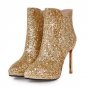 Woman Platform Pointed Toe Ankle Boots Female Glitter Bling Thin Heel Botas Feminine Fashion Party H