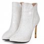 Woman Platform Pointed Toe Ankle Boots Female Glitter Bling Thin Heel Botas Feminine Fashion Party H