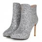 Woman Platform Pointed Toe Ankle Boots Female Glitter Bling Thin Heel Botas Feminine Fashion Party H