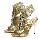 women real genuine leather stiletto gladiator high heel sandals brand sexy fashion heeled ladies san