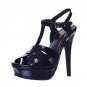 woman real genuine leather sandals high heel platform rome shoes summer punk t-strap buckle footwear