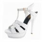 woman real genuine leather sandals high heel platform rome shoes summer punk t-strap buckle footwear