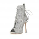 Women Thin High Heels Sandals Peep Toe Gladiator Shoes Women Cross Strap Crystal Sandals Daily Footw