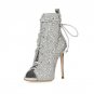 Women Thin High Heels Sandals Peep Toe Gladiator Shoes Women Cross Strap Crystal Sandals Daily Footw