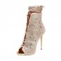 Women Thin High Heels Sandals Peep Toe Gladiator Shoes Women Cross Strap Crystal Sandals Daily Footw