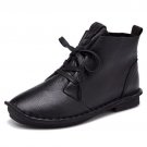 Size 35-40 High-Top Shoes 2017 Spring Fashion Soft Genuine Leather Women Boots Lace Up Flat Ankle Bo