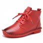 Size 35-40 High-Top Shoes 2017 Spring Fashion Soft Genuine Leather Women Boots Lace Up Flat Ankle Bo