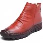 Winter Warm Short Plush Women Ankle Boots 2017 Spring Fashion Genuine Leather Pleated Zipper Short B