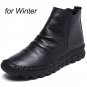 Winter Warm Short Plush Women Ankle Boots 2017 Spring Fashion Genuine Leather Pleated Zipper Short B
