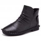 Women High Top Shoes 2017 Spring Autumn Fashion Genuine Leather Flat Ankle Boots Zipper Women Boots 