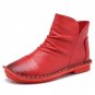 Women High Top Shoes 2017 Spring Autumn Fashion Genuine Leather Flat Ankle Boots Zipper Women Boots