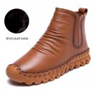Comfortable Soft Genuine Leather Winter Boots 2017 Fashion Sewing Women Ankle Boots Casual Flat Shoe