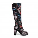 Top Quality Fashion Winter Riding Boots Ethnic Flowers Embroidery Cow Suede Genuine Leather Woman Sh
