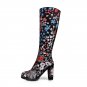 Top Quality Fashion Winter Riding Boots Ethnic Flowers Embroidery Cow Suede Genuine Leather Woman Sh