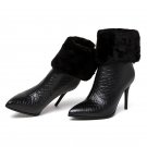 Large Size 33-43 Wool Genuine Leather Pointed Toe Winter Shoes Woman Sexy Thin High Heels Party Boot