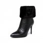 Large Size 33-43 Wool Genuine Leather Pointed Toe Winter Shoes Woman Sexy Thin High Heels Party Boot