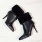 Large Size 33-43 Wool Genuine Leather Pointed Toe Winter Shoes Woman Sexy Thin High Heels Party Boot