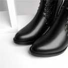 top quality size 34-41 genuine leather knee high boots women shoes fashion square heels black cow le