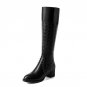 top quality size 34-41 genuine leather knee high boots women shoes fashion square heels black cow le